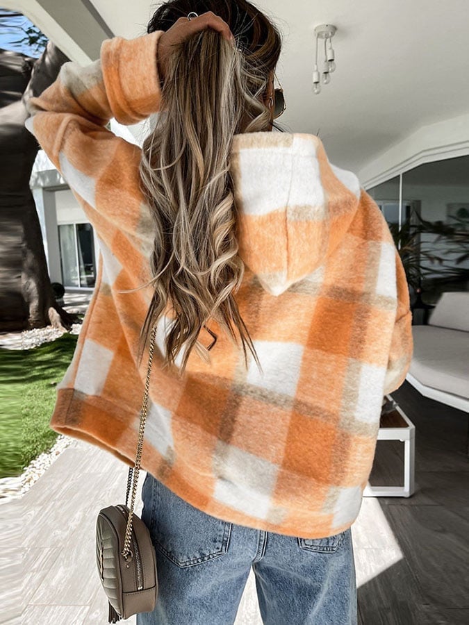 Check Zip Hooded Jacket