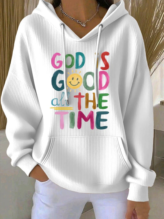 Women's God is Good All The Time Print Casual Hoodie