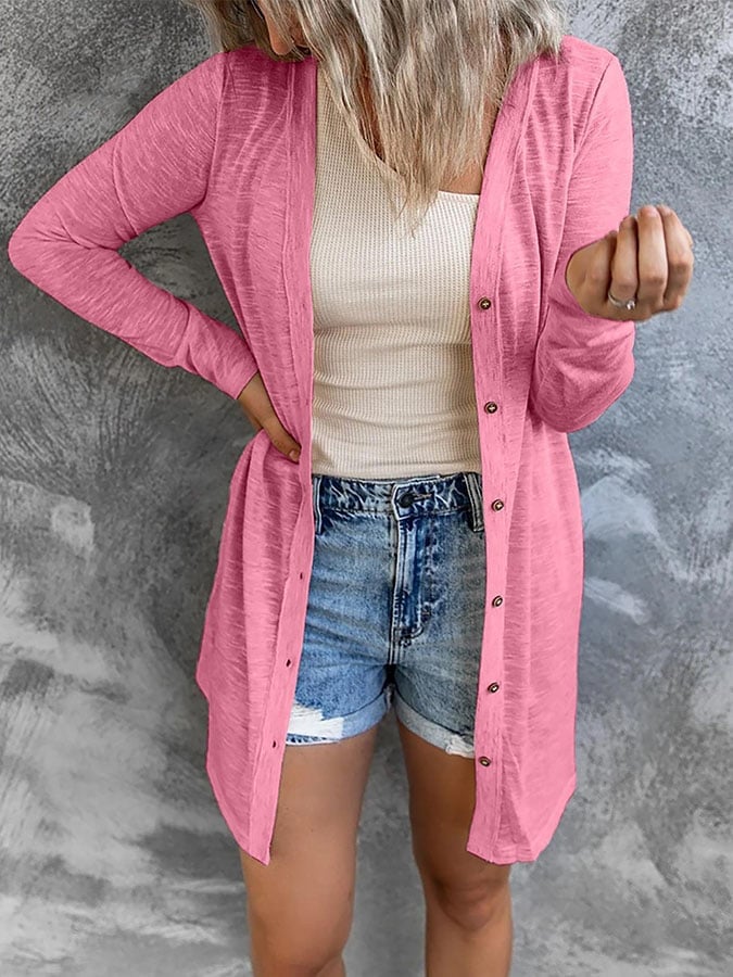 Casual Solid Color Long Sleeve Cardigan