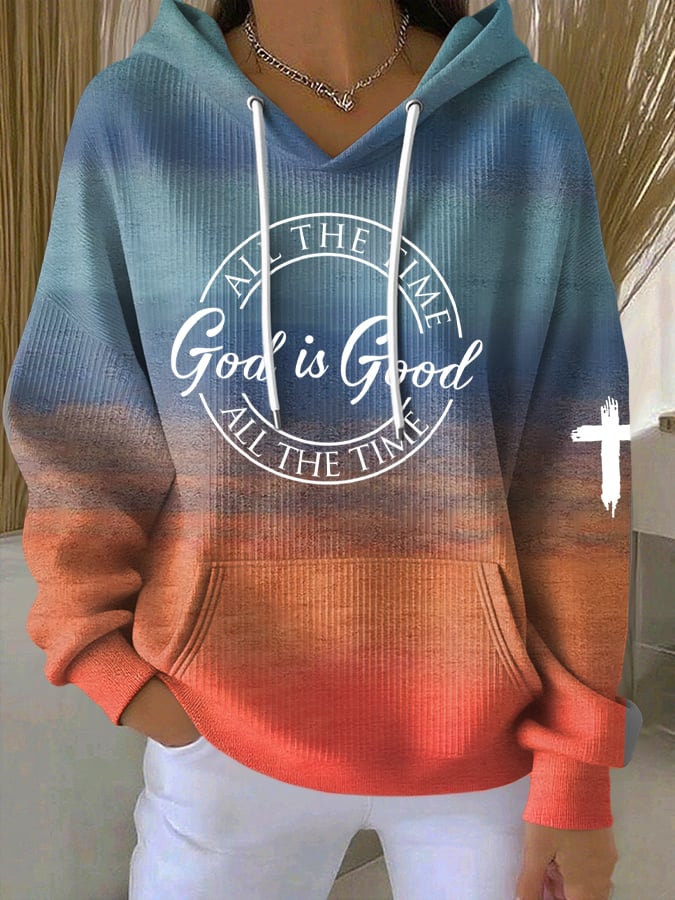 Women's God Is Good All The Time Print Casual Hoodie