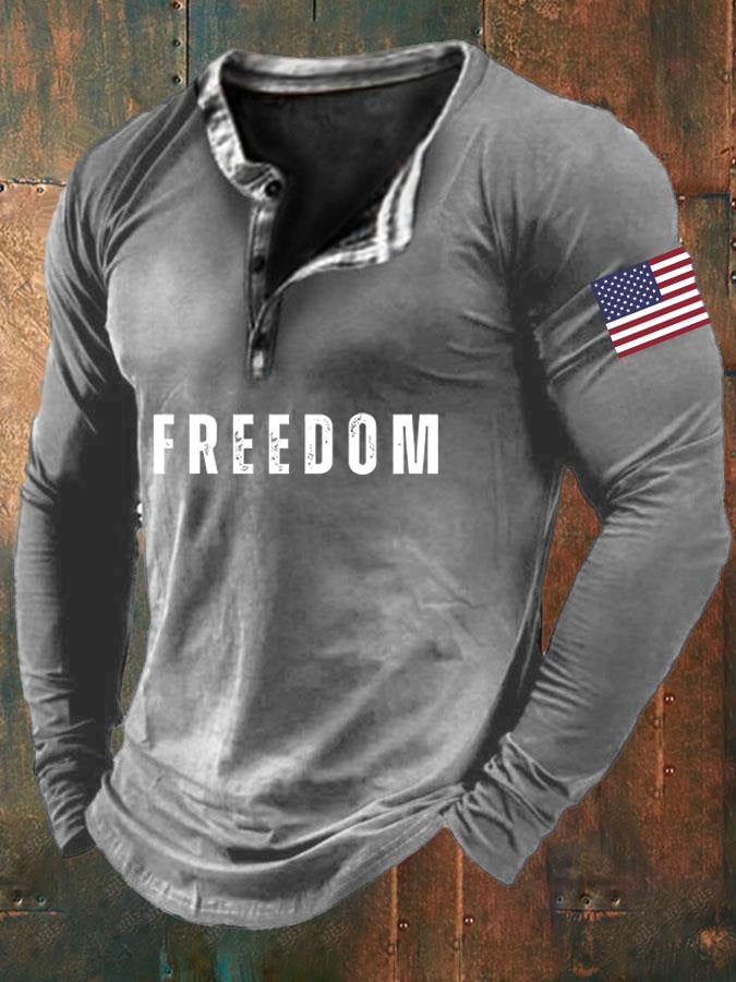 Men'S Freedom  Print Casual Top