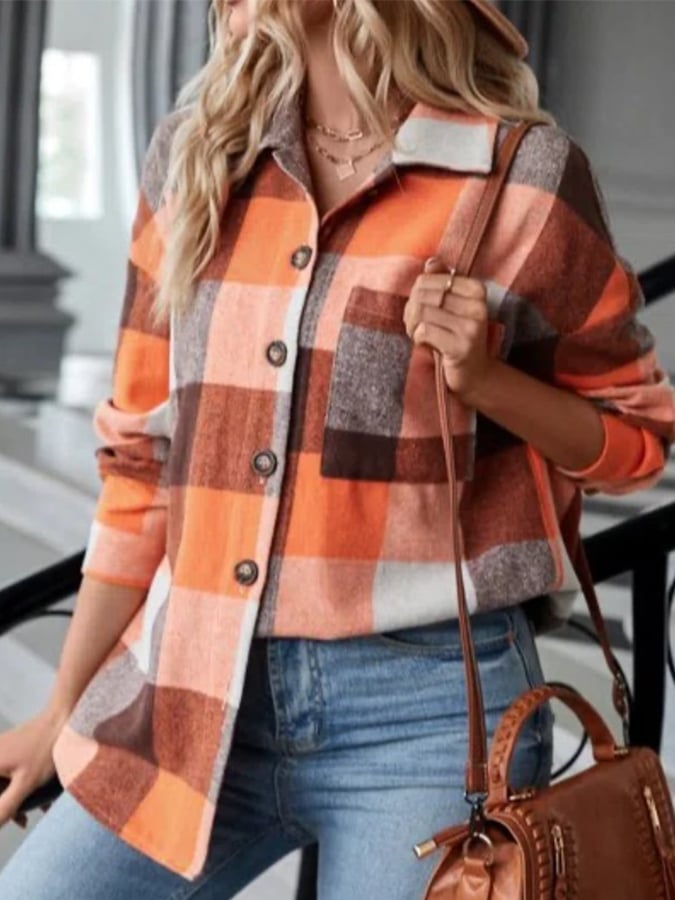 Trendy Plaid Print Loose Long Sleeve Shirt