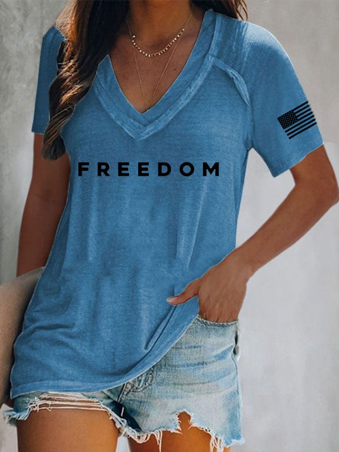 Women's Freedom Print Casual T-Shirt