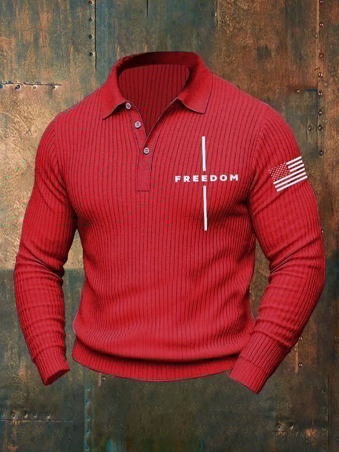 Men's Casual Freedom Faith Flag Knitted Polo