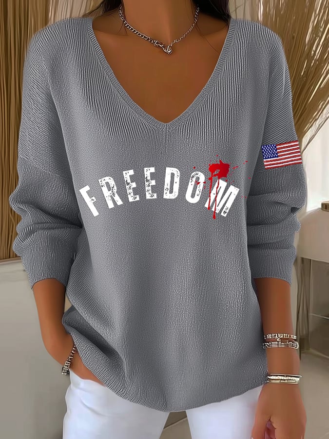 Women's Freedom Print Long Sleeve Top