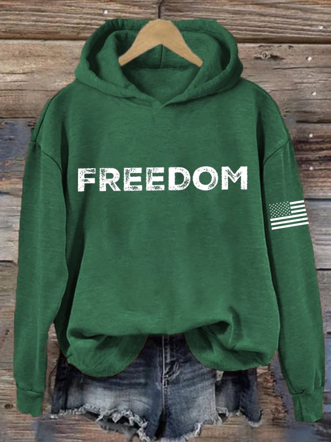 Women's freedom Print Casual Hoodie Sweatshirt