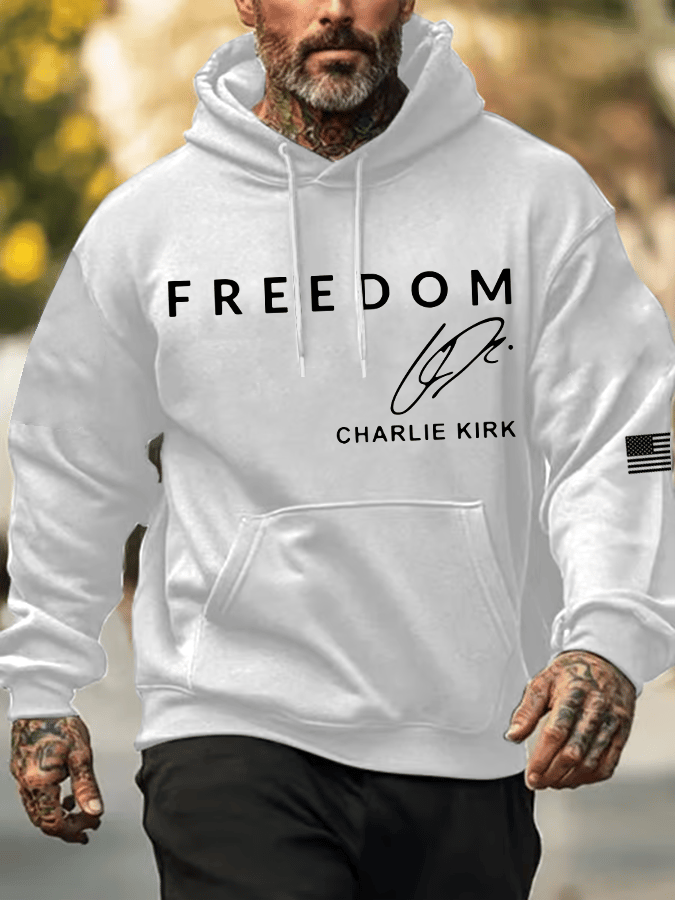 Men's Freedom Print Long Sleeve Hoodie