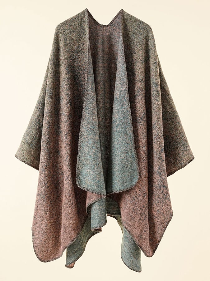 Women's Fall Winter Fashion Retro Gradient Print Faux Cashmere Shawl