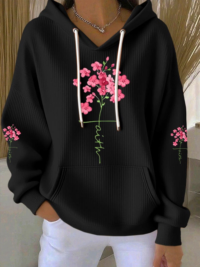 Women's Faith Print Casual Hoodie