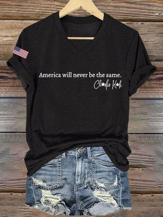 Women's Hot Spot Print V Neck T-shirt