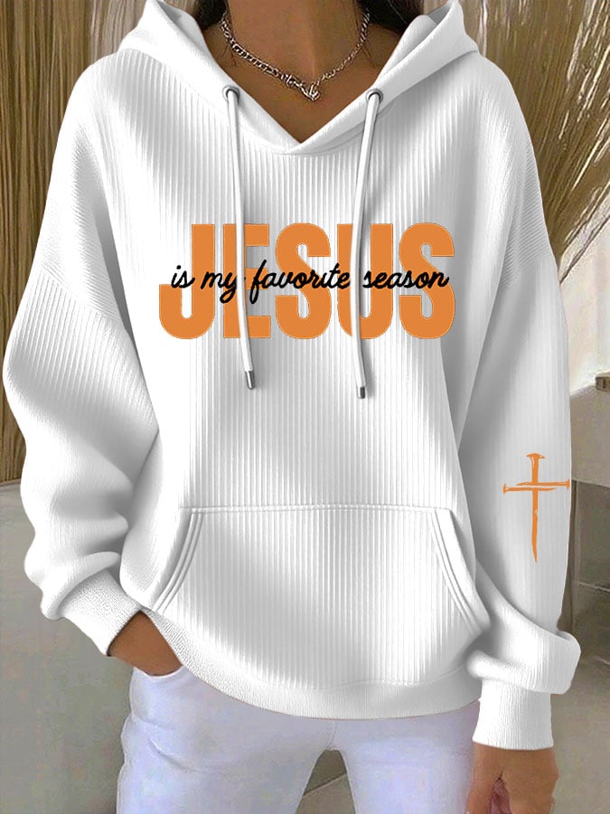 Women's Faith JESUS is my favorite season Print Casual Hooded Sweatshirt