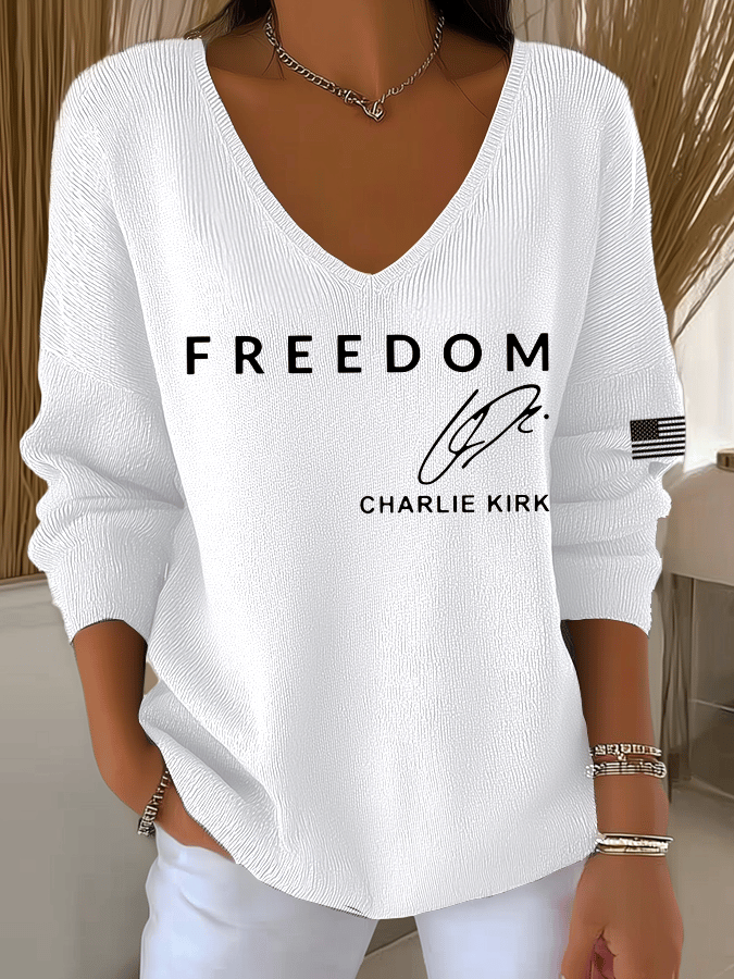 Women's Freedom Printed Knit Long Sleeve Top