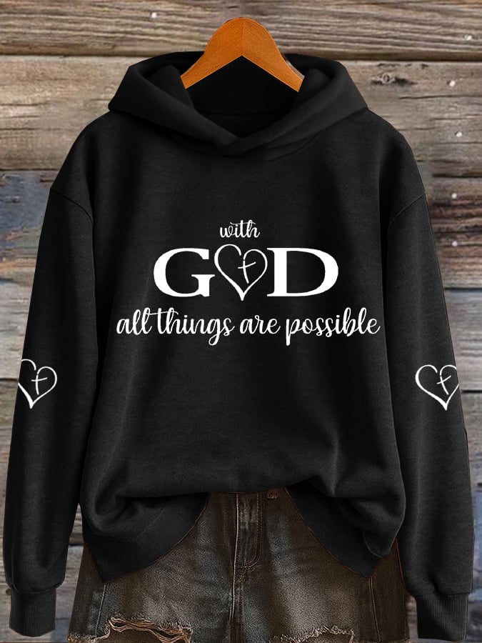 Women's With God All Things Are Possible Print Casual Sweatshirt