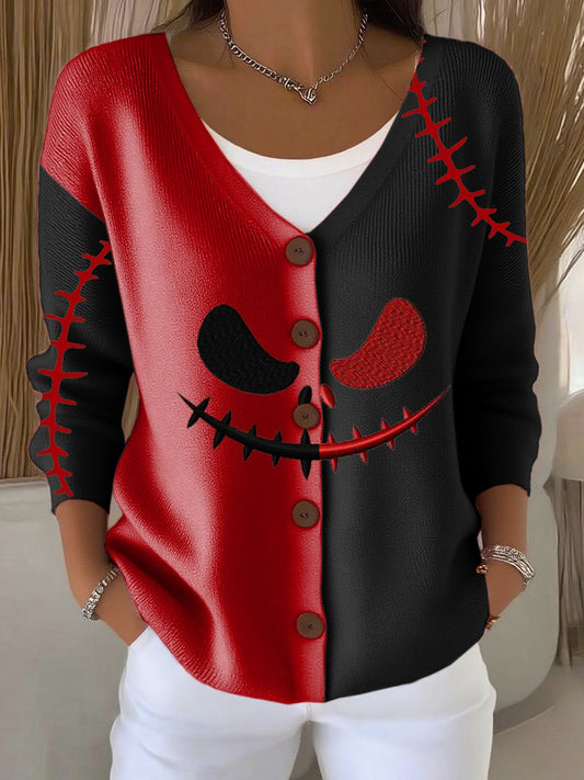 Women'S  Halloween Print Knitted Cardigan