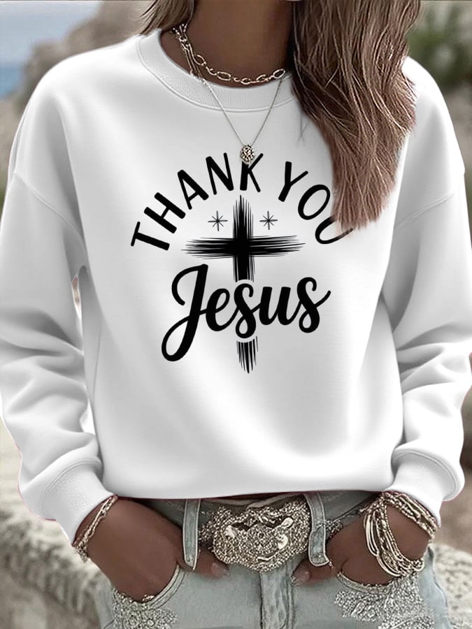 Women's Vintage Faith Thank You Jesus Sweatshirt