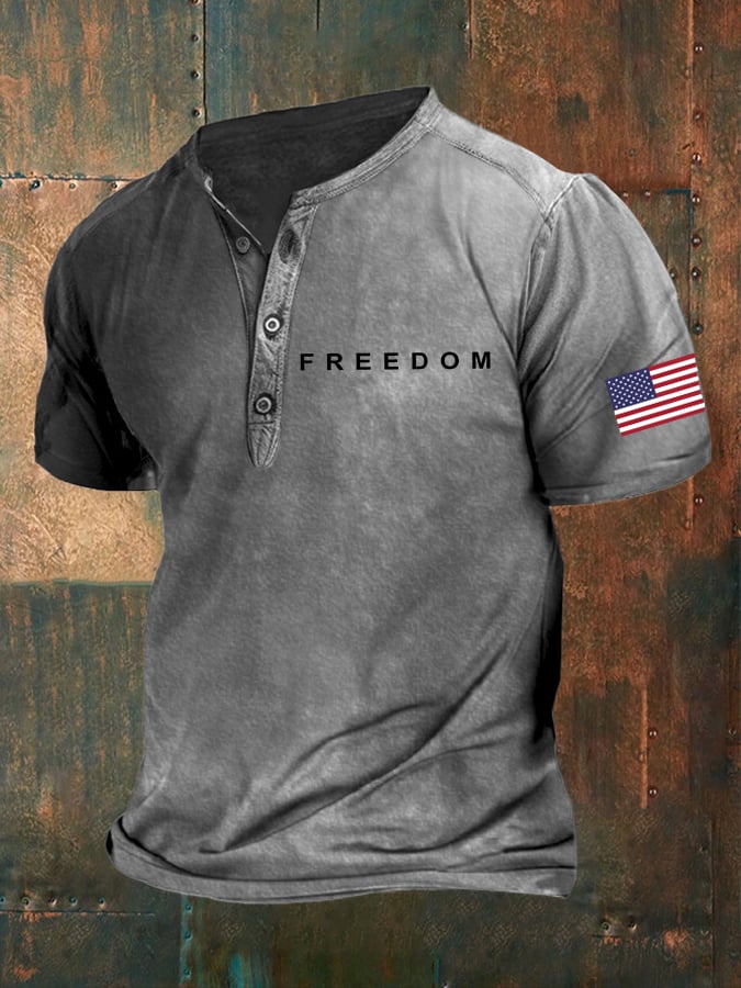 Men's Freedom American Flag Print Top