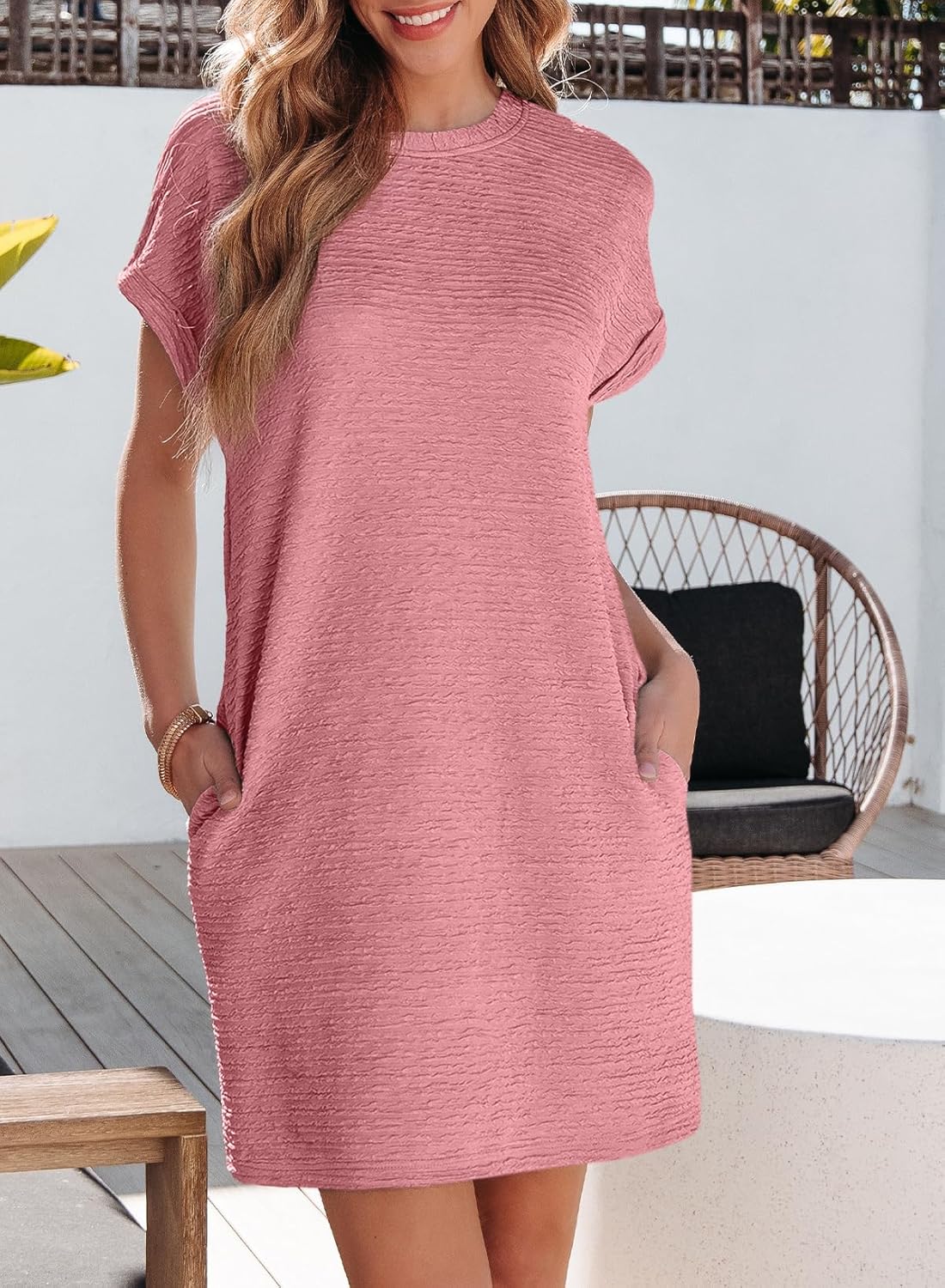 Women's Lightweight Summer T-shirt Dress with Pockets (Buy 2 Free Shipping)