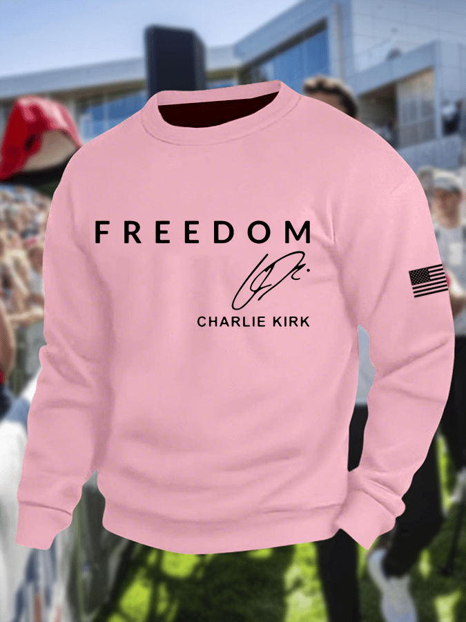Men's Freedom Print Crew Neck Sweatshirt