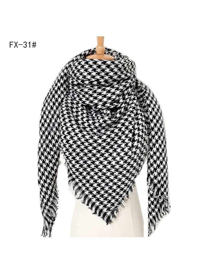 Imitation Cashmere Oversized Double-Sided Colorful Plaid Square Scarf