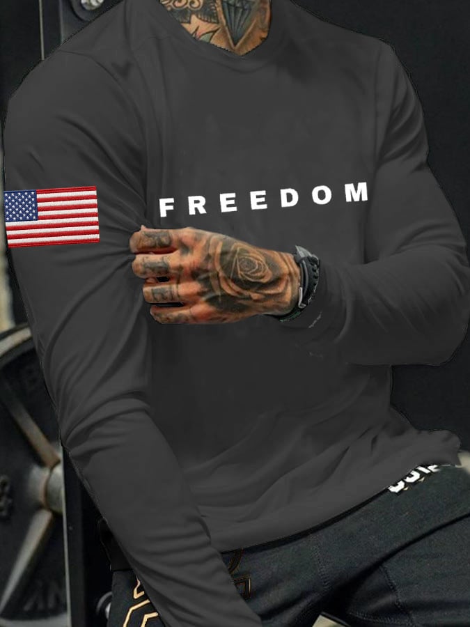 Men'S Casual Freedom Print T-Shirt