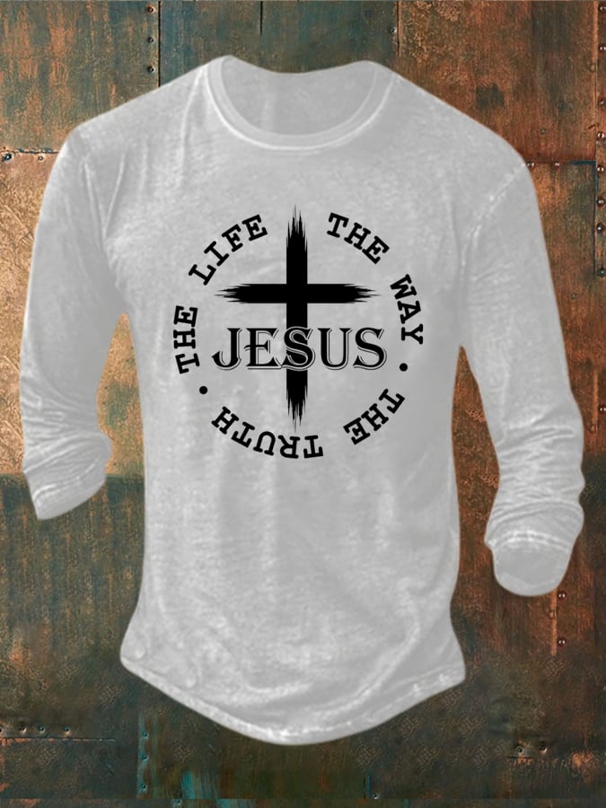 Men's Jesus The Way The Truth The Life Print Long Sleeve T-Shirt