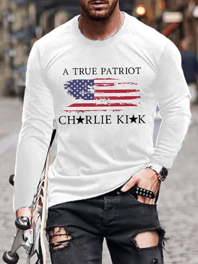 Men'S Freedom American Flag Print  T-Shirt