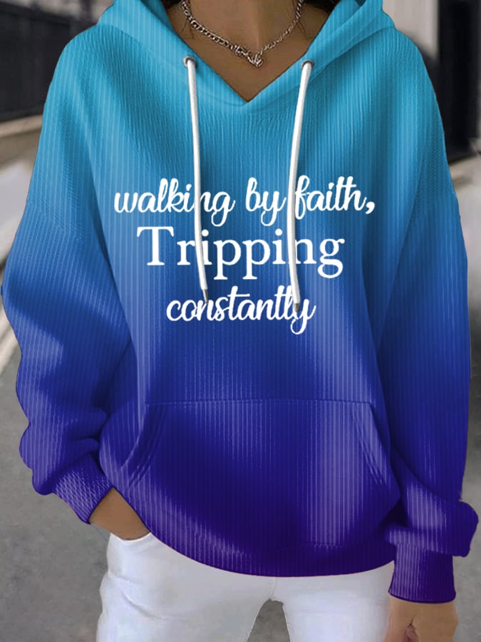 Women's Walking By Faith Tripping Constantly  Sweatshirts