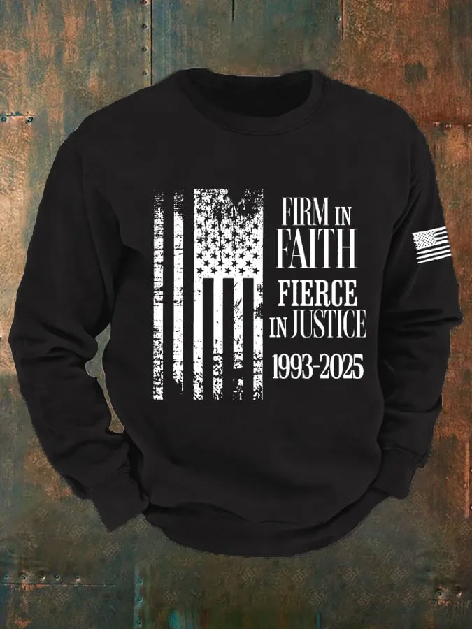 Men Firm In Faith Fierce In Justice Printed Crew Neck Long Sleeve Sweatshirt
