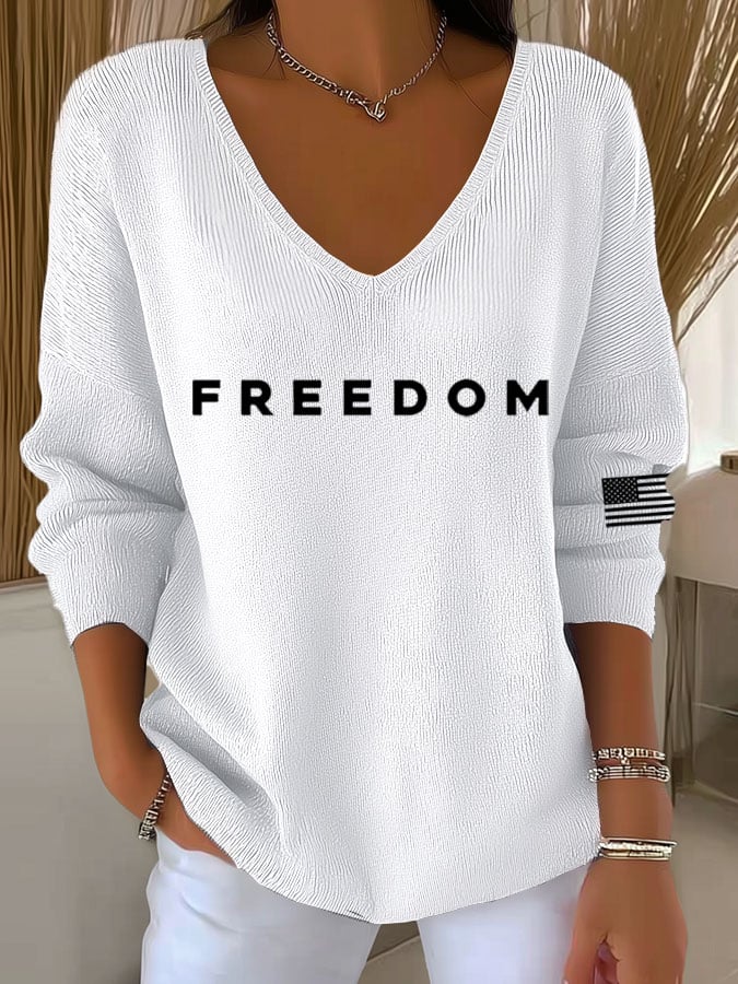 Women's Freedom Print Long Sleeve Top