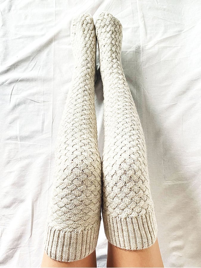 Solid Color Over-The-Knee Cotton Socks