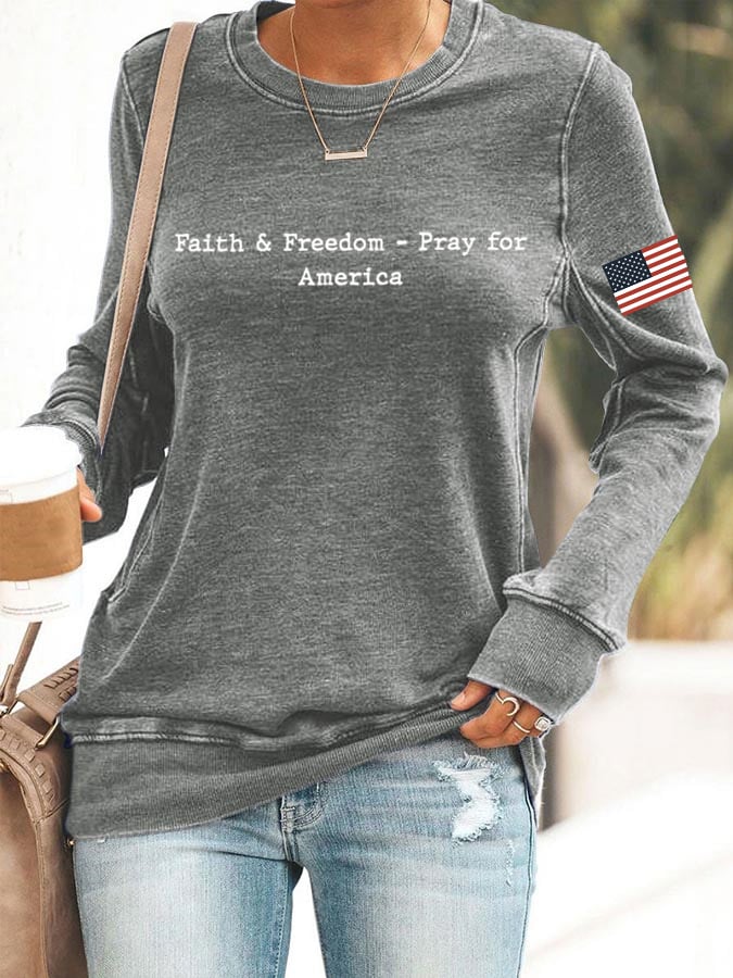 Women's Faith&Freedom Pray for America Print Sweatshirt
