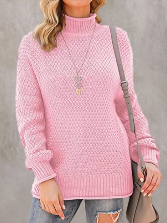 Women'S Loose Solid Color Casual Pullover Sweater