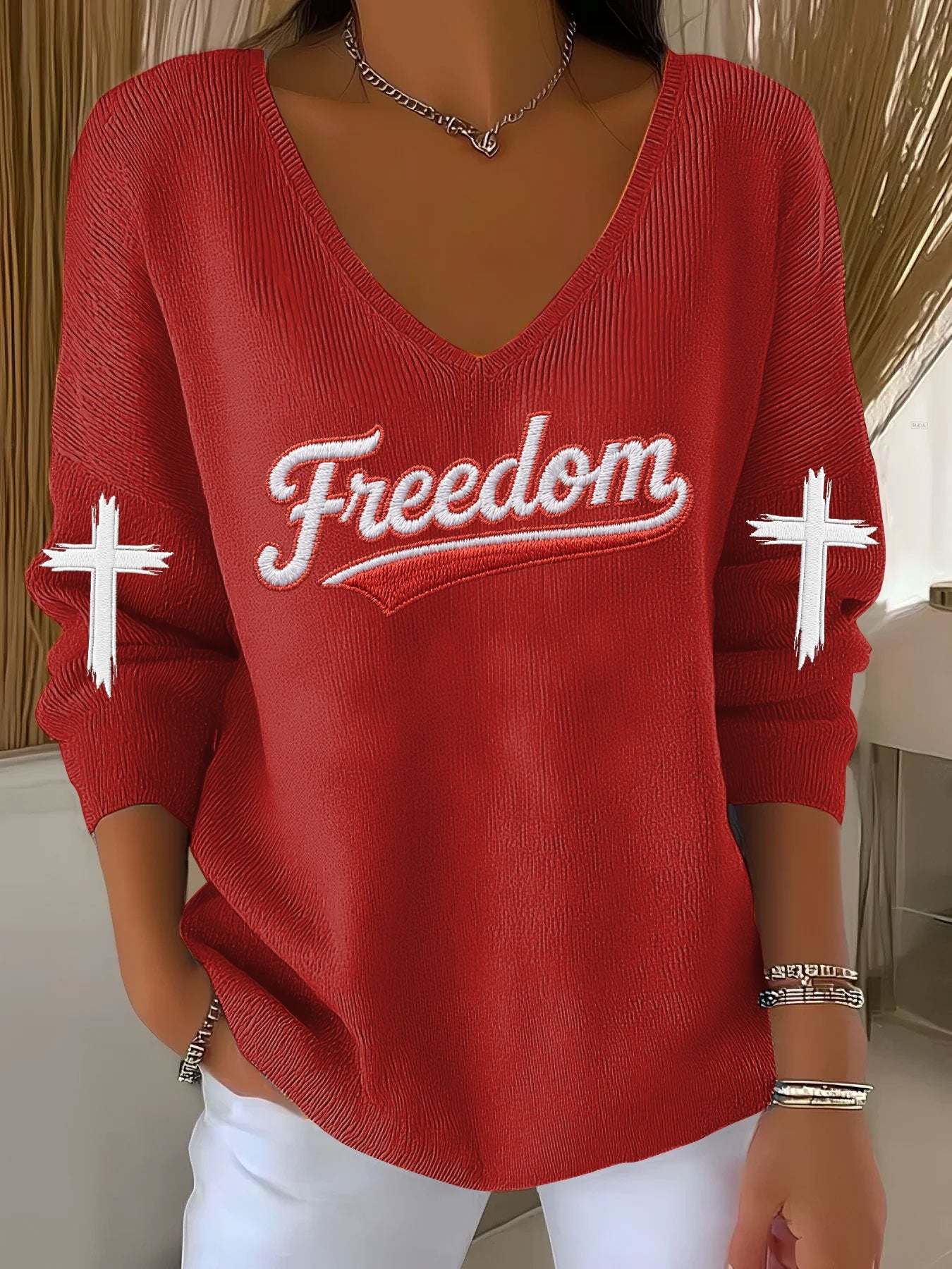 Women's Hot Print V-Neck T-Shirt