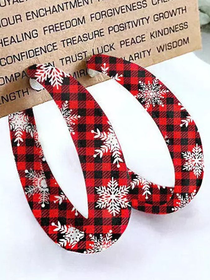 Leather Check Earrings