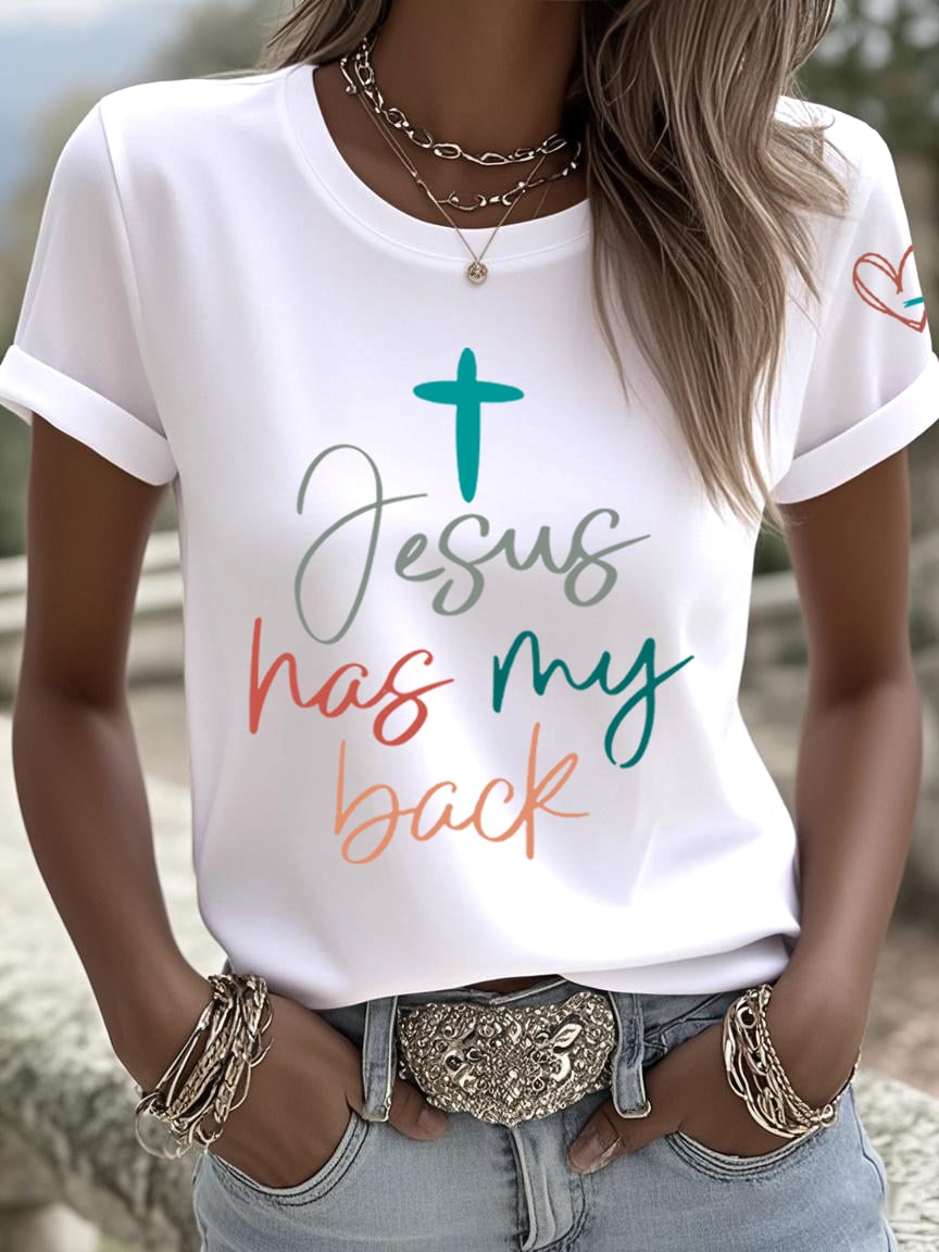 Women's Jesus Has My Back Print Shirt