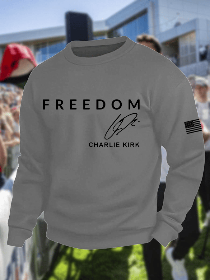 Men's Freedom Print Crew Neck Sweatshirt
