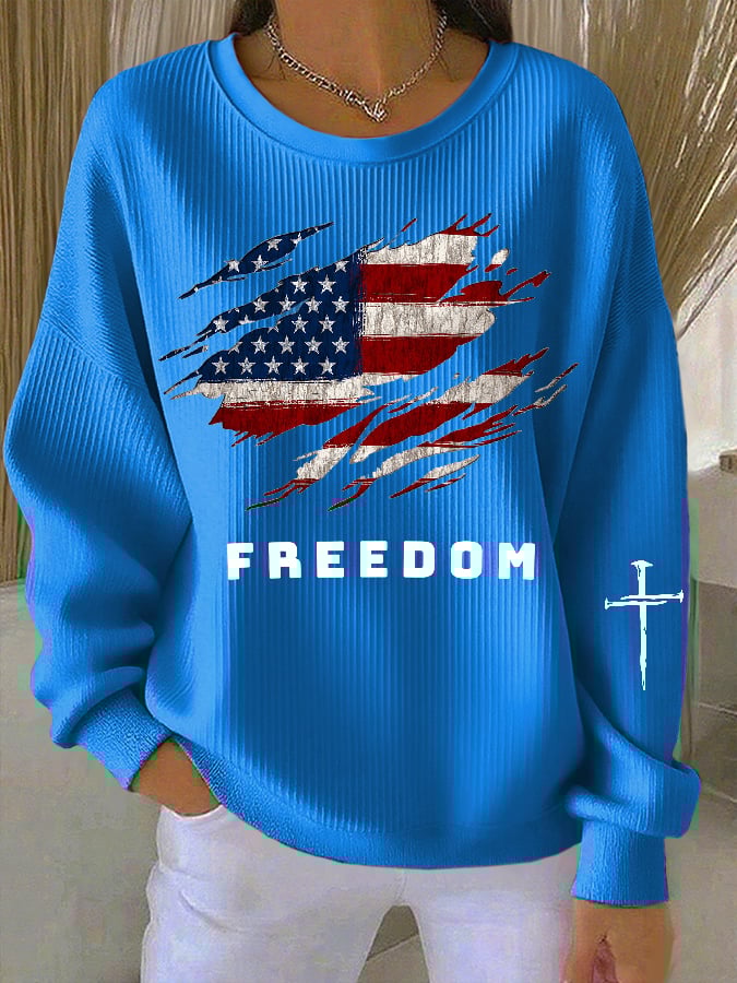Women's Freedom American Flag Casual Sweatshirt