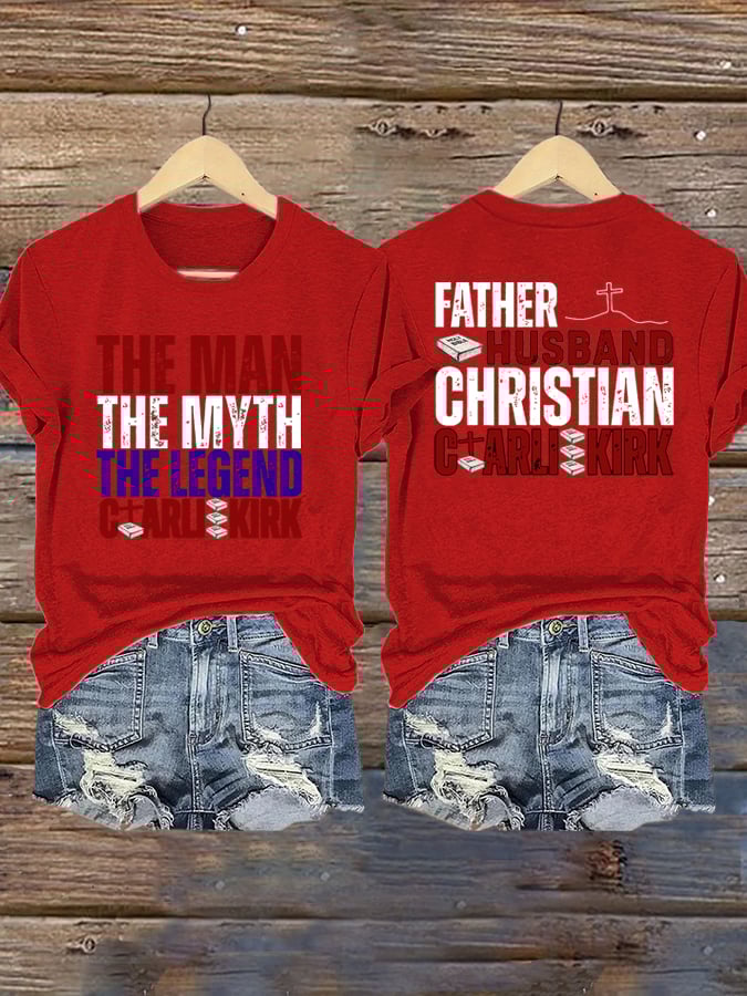 Women's Retro Father Husband Christian The Man The Myth The Legend   Print Shirt