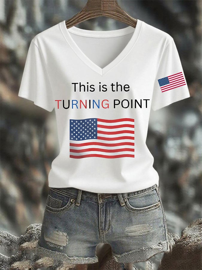 Women's This Is The Turning Print V Neck T-shirt