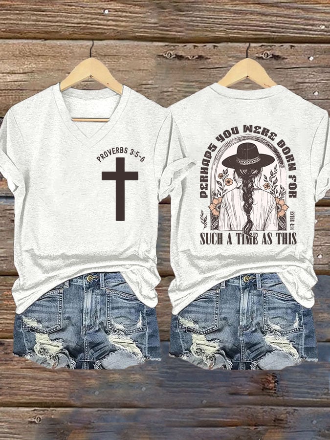 Womens Retro Western Denim Faith Print T-Shirt