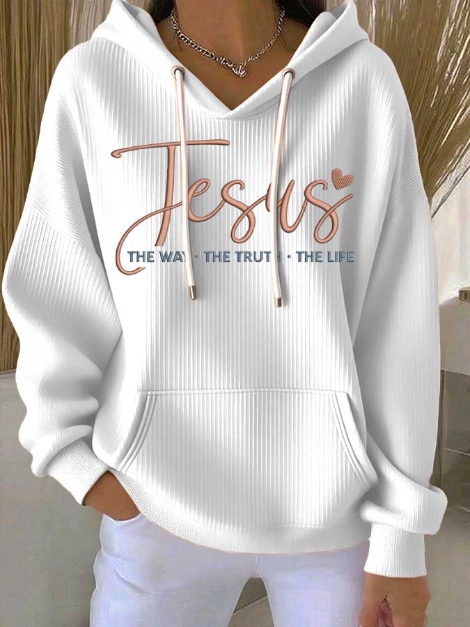 Women's Faith Print Casual Hooded Sweatshirt