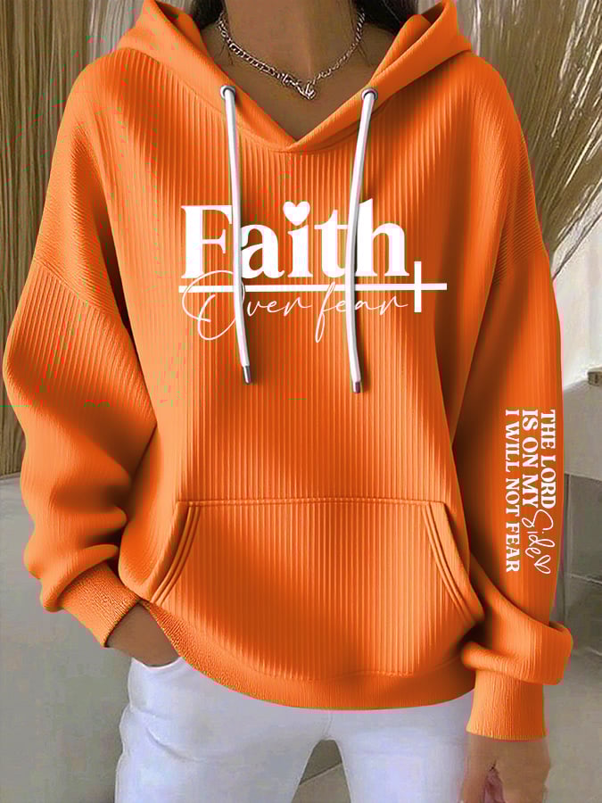 Women'sFaith Over Fear THE LORD IS ON MY Side I WILL NOT FEAR Print Casual Hooded Sweatshirt