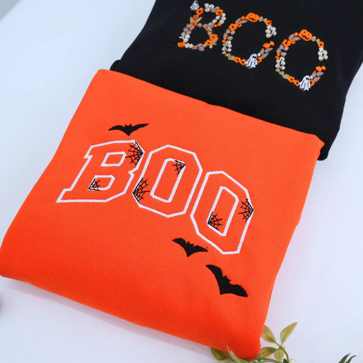 Custom Floral Boo Halloween T-Shirt, Sweatshirt or Hoodie, Cute Ghost Witch Pumpkin, Embroidered Spooky Gift