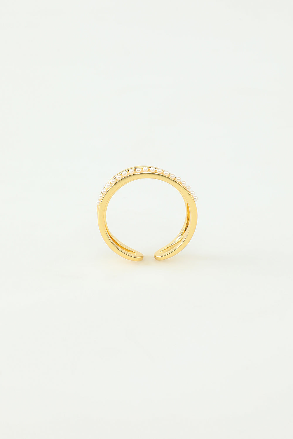 Golden Zircon Ring with Pearl