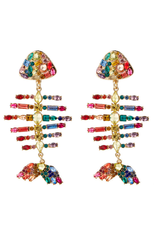 Colorful Beaded Fishbone Earrings
