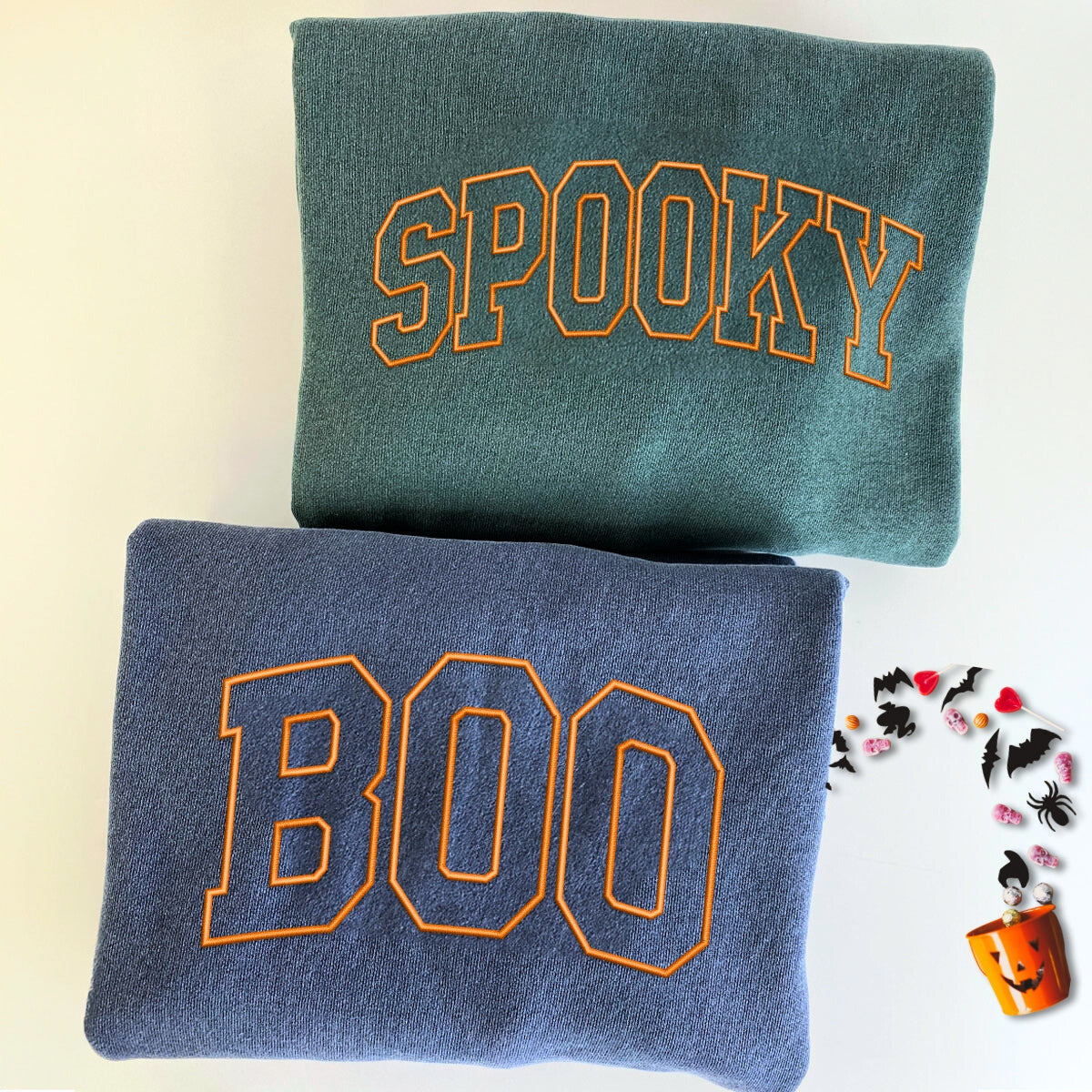 Embroidered Boo Spooky Halloween T-Shirt or Sweatshirt