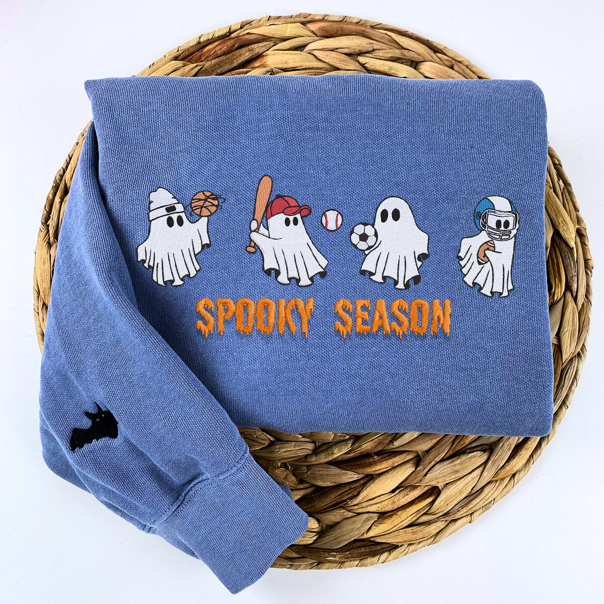 Embroidered Ghost Playing Sport Spooky Season Halloween T-Shirt or Sweatshirt