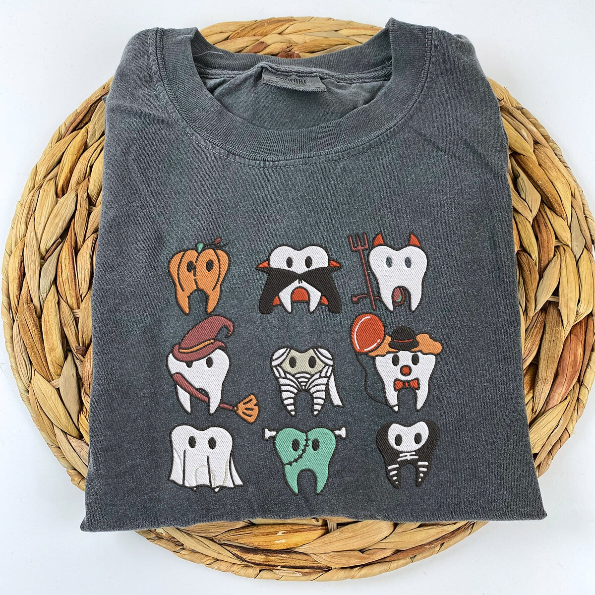 Embroidered Spooky Halloween Dentist Teeth T-Shirt or Sweatshirt