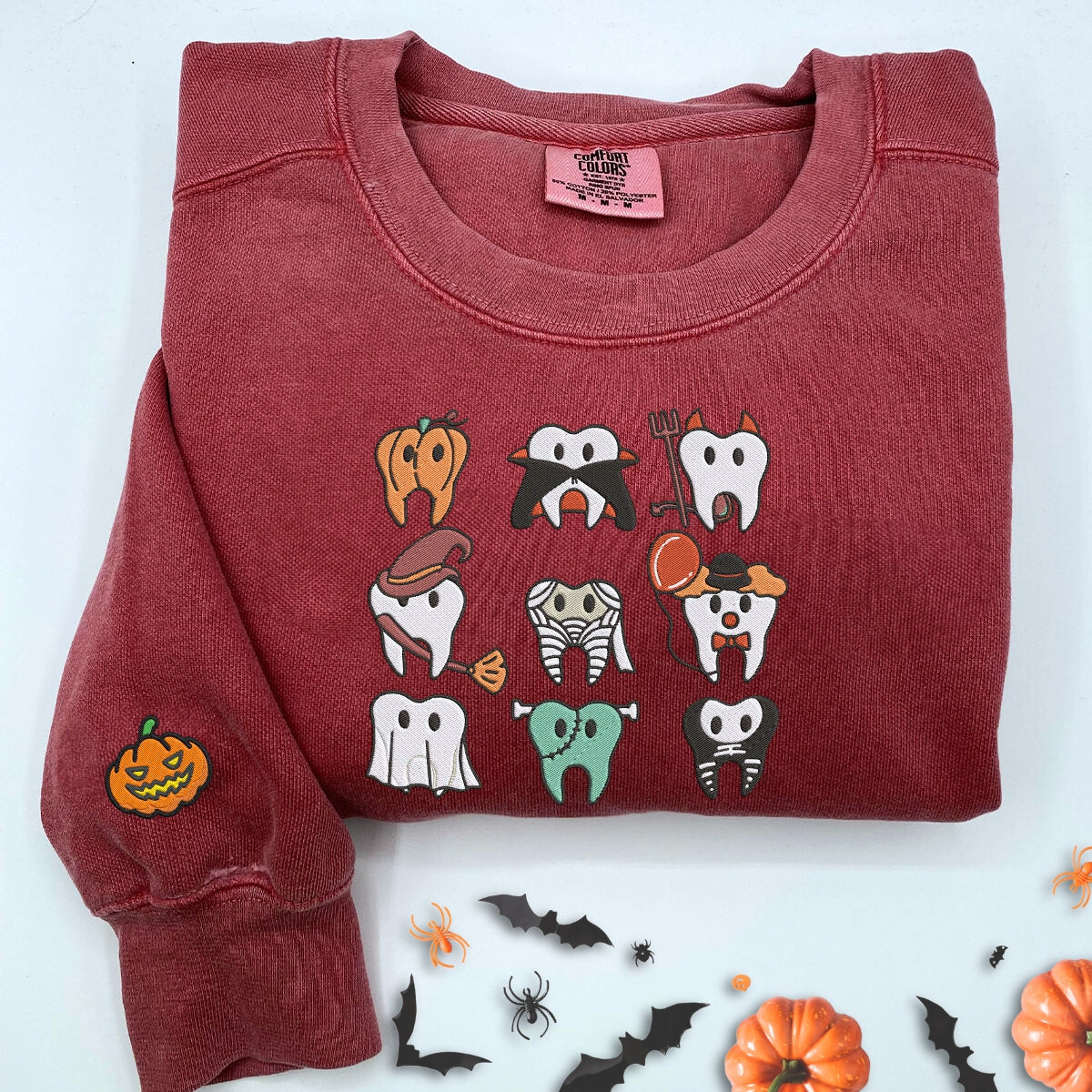 Embroidered Spooky Halloween Dentist Teeth T-Shirt or Sweatshirt