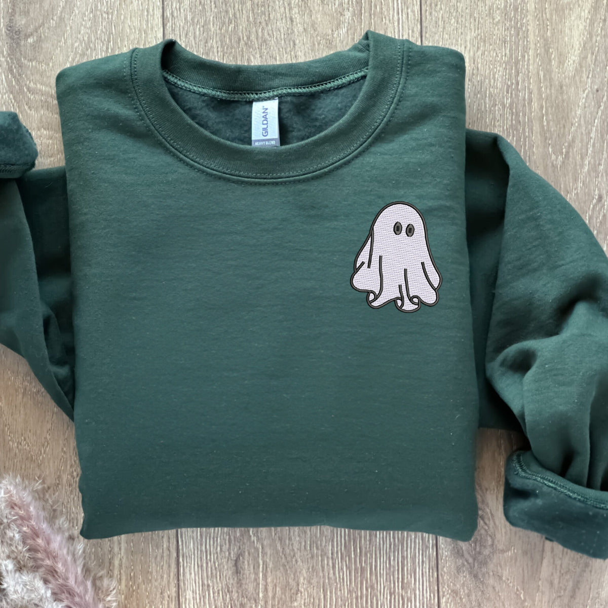 Halloween Couples Ghost Crewneck Embroidered Sweatshirt or Hoodie for Women Men